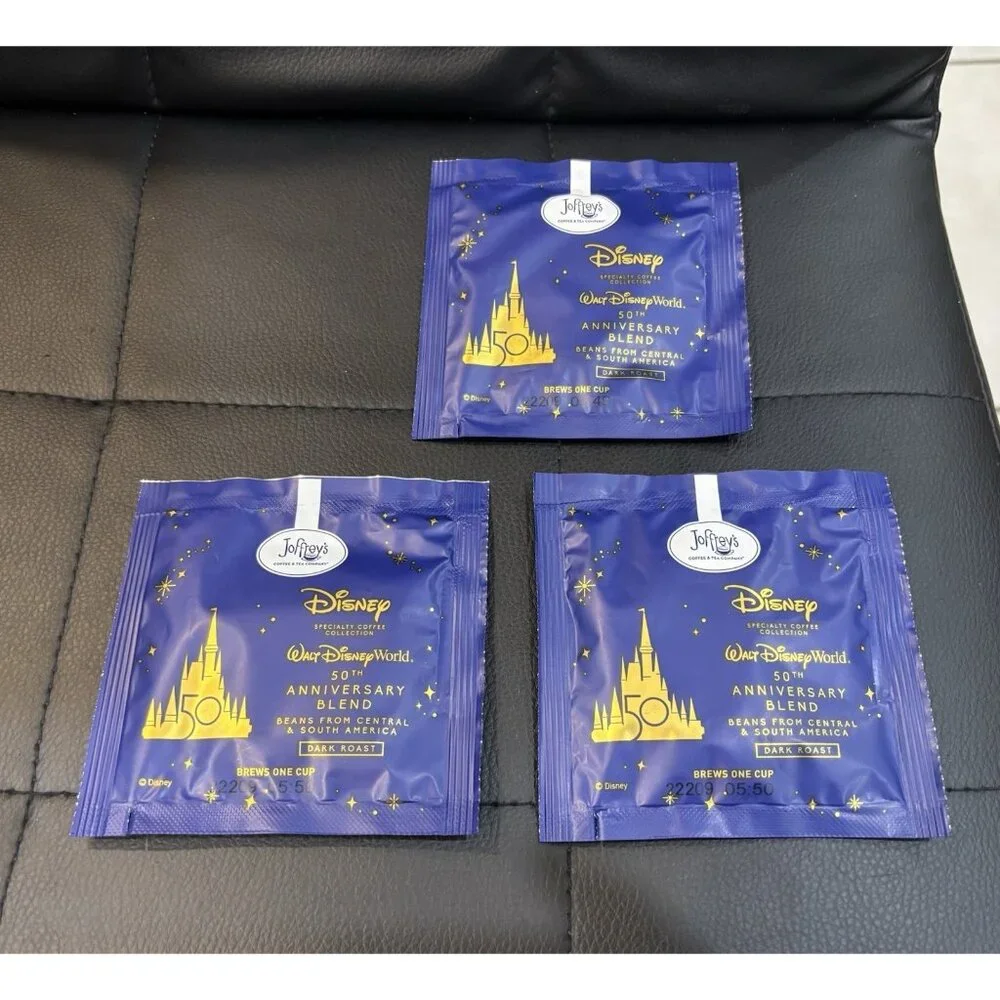 Lot Of 3 Joffrey’s Coffee Disney 50th Anniversary Blend Single Packs Dark Roast - Picture 2 of 3